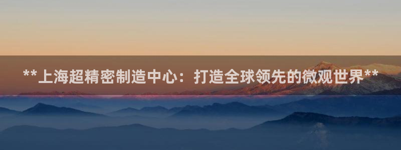 大发彩神官网下载：**上海超精密制造中心：打造全球领先的微观世界**